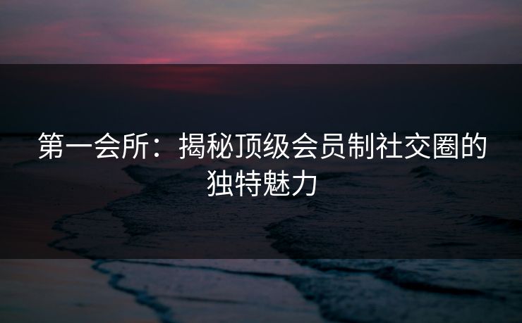 第一会所：揭秘顶级会员制社交圈的独特魅力  第1张