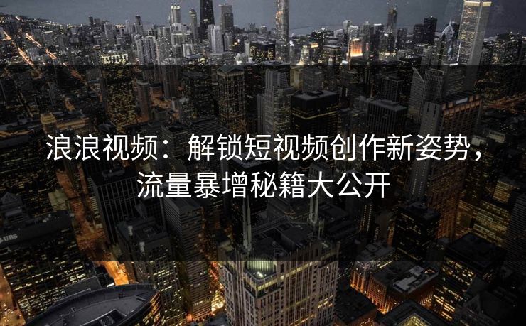 浪浪视频：解锁短视频创作新姿势，流量暴增秘籍大公开  第1张